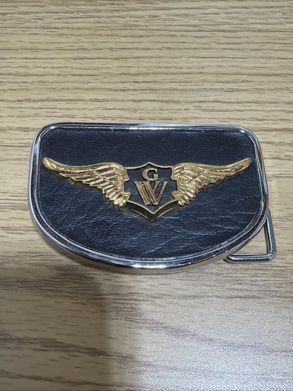 Vintage 70s Honda Goldwing Motorcycle Belt Buckle 3" X 2.25" Leather Metal